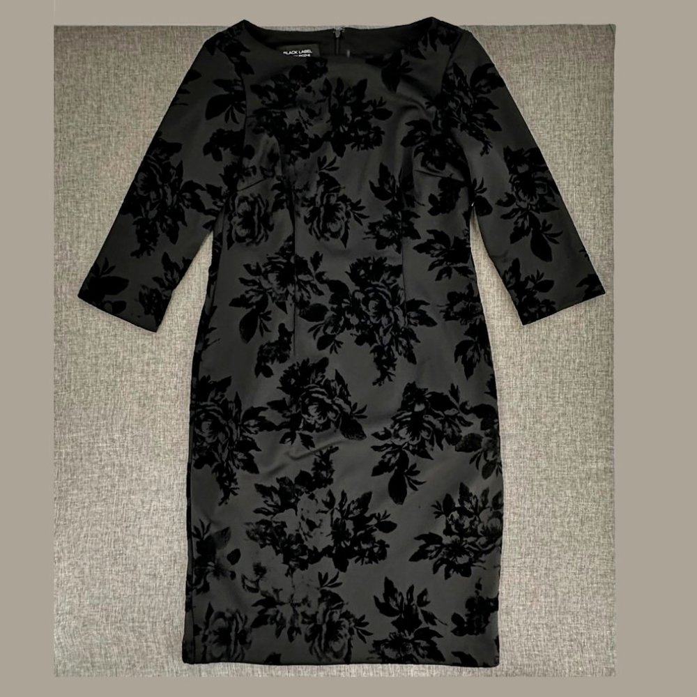 Black Label By Evan -Picone Formal Dress Size 6 Black Floral